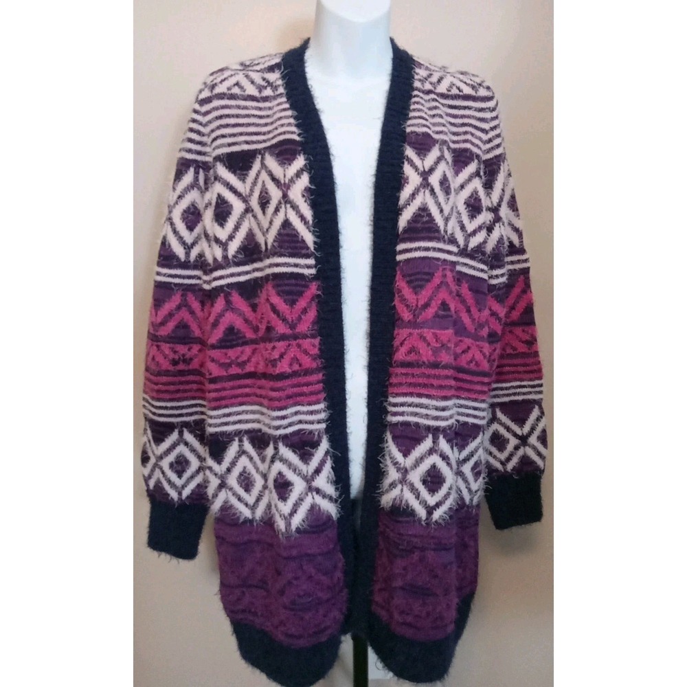 lane bryant Multicolor Purple Eyelash Knit Longsleeve Cardigan Size M/L (10/12)